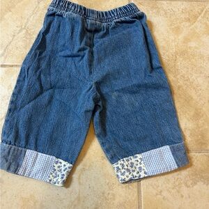 Baby Headquarters Blue Denim Kids Bottoms with Floral Cuffs